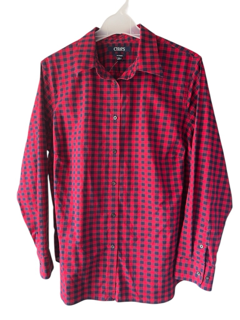 CHAPS Cotton Black/Red Long Sleeve Button Shirt